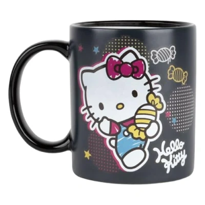 Imagen de Konix Hello Kitty Taza termorreactiva 320 ml Motivo de caramelos Negro