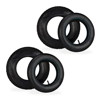 Imagen de Relaxdays Rueda Carretilla con Cámara, Set de 2 Recambios, 3.50 8&quot;, Neumáticas, para Carros Mano, hasta 154 kg, Negro, Caucho