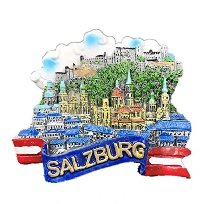 Imagen de imán para nevera de Salzburgo, Austria, Resina, 3D, fuerte, recuerdo, regalo turístico, chino, hecho a mano, creativo, decoración del hogar y la cocina (Salzburgo)