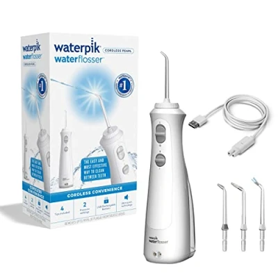 Imagen de Waterpik Irrigador Dental Inalámbrico, Cepillo de Dientes Eléctrico con Batería Recargable, Elimina la Placa Acumulada entre los Dientes, Bucal Portátil, Blanco (WF 13)