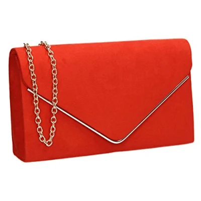 Imagen de SwankySwans Bolso de mano Oscar con sobre, terciopelo, para fiesta graduación, mujer, color Naranja, Talla Unica