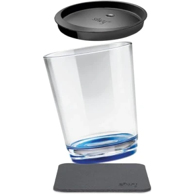 Imagen de silwy Magnetic drinkware Vasos de plástico irrompibles y Antideslizantes con imán Integrado Posavasos metálicos Camping, Barco, niños, Lui Blue