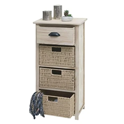 Imagen de Mendler Cómoda HWC K84 con cestas, armario cajones, madera, 83 x 40 29 cm, color marrón claro