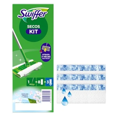 Imagen de Swiffer Sweeper Kit Básico Con 1 Mopa, 8 Paños Secos Y 3 Húmedos Para Suelo