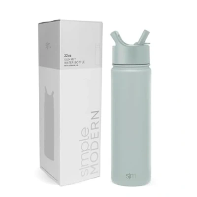 Imagen de Simple Modern Water Bottle with Straw Lid Vacuum Insulated Stainless Steel Metal Thermos Reusable Leak Proof BPA Free Flask for Gym, Travel, Sports Summit Collection 22oz, Glamping Forest