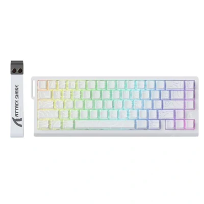 Imagen de ATTACK SHARK X68 HE Teclado 8000Hz Rapid Trigger, Gaming RGB con Interruptor Magnético de 60%, Precisión RT 0,01 mm, Actuación Ajustable, Snap Tap, para PC/Mac, Contornos Blancos