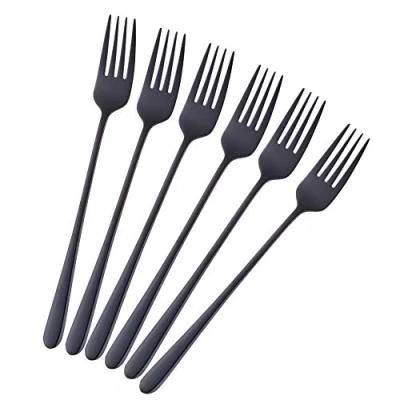Imagen de BISDARUN juego de 6 tenedores mesa acero inoxidable con mango largo 21,3 cm, coreanos para carne