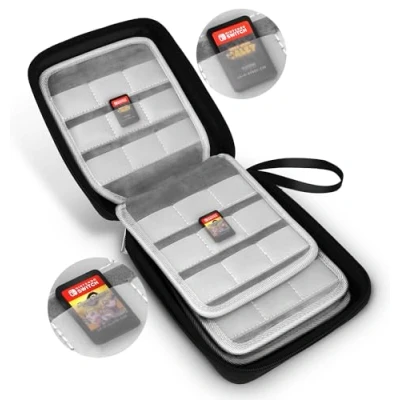 Imagen de DBCOAST Funda de Juegos para Nintendo Switch Estuche Bolsa Transparente Bolsillos almacenar 72 Tarjetas Juego Negro