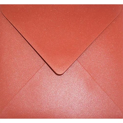 Imagen de Netuno 25 sobres cuadrados nacarados rojos DIN K4 153x153mm 120g Aster Metallic Ruby solapa engomada puntiaguda sin ventana para invitaciones boda Navidad cartas tarjetas fiestas bricolaje bautizo