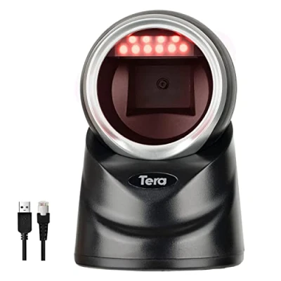 Imagen de Tera 1D 2D QR Lector de Código Barras Omnidireccional Escáner con Cable USB Manos Libres Escaneo Automático Detección Imagen para Tienda Supermercado Modelo 9100