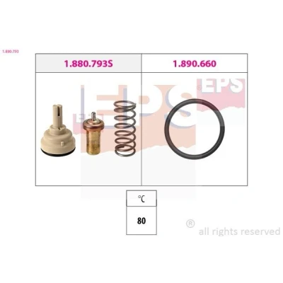 Imagen de EPS 1.880.793 Termostato, refrigerante 80 Made in Italy OE Equivalent con junta, sin conectores VOLKSWAGEN: Touran I, Passat B6 Variant