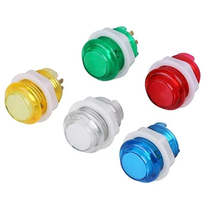 Imagen de 5pcs LED Arcade Botones, Pulsador Luminoso Interruptor de botón reinicio automático para proyectos Juego fichas