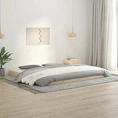 Imagen de vidaXL Estructura de Cama Madera Maciza Pino 200x200 cm, Cama, Muebles Dormitorio, Madera, Doble,