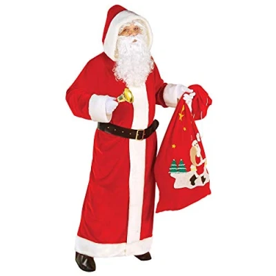 Imagen de W WIDMANN MILANO Party Fashion Lujoso disfraz de Papá Noel compuesto por abrigo con capucha y cinturón, para hombre Navidad, Nochebuena o carnaval
