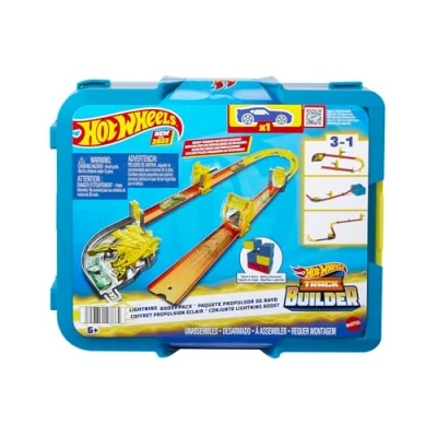 Imagen de Hot Wheels Track Builder Pack Velocidad del Rayo Pista para Coches de Juguete, Incluye 1 vehículo, 6 años (Mattel HMC03)