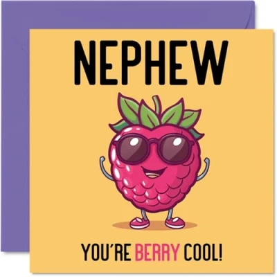 Imagen de tarjetas de cumpleaños para sobrino Berry Cool Divertida tarjeta feliz tío tía, sobrino, regalos 145 mm x mm, felicitación broma