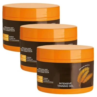 Imagen de Gel de bronceado intensivo 150g, crema bronceado, aceite bronceador, solárium, bronceador facial corporal, loción autobronceadora (3PCS)