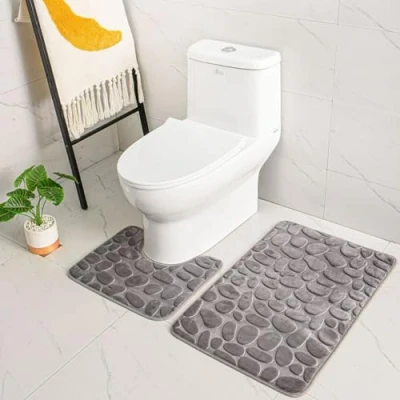 Imagen de ele ELEOPTION Alfombrilla de Baño Antideslizante, Alfombra Súper Absorbente Agua, Espuma Viscoelástica Cómoda y Transpirable (Gris B)
