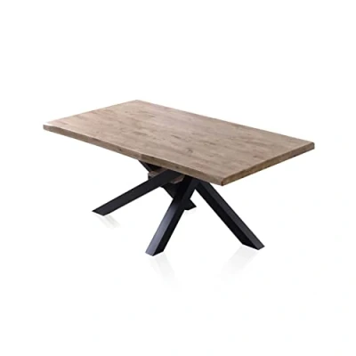 Imagen de Xena Fit, Mesa Fija de Comedor, para Salon, Acabado en Roble Honey y Negro, Medidas: 180 cm (Largo) x 100 (Ancho) 76 (Alto)