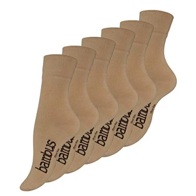 Imagen de Vincent Creation 6 pares calcetines de bambú para Mujer y Hombre, punta remallada a mano(sin costuras), sin caucho (43/46, beige)