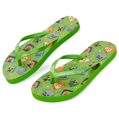 Imagen de Minecraft Chanclas Playa y Piscina para Niño Regalos Gamers (Verde Flip Flops, 36 37 EU)