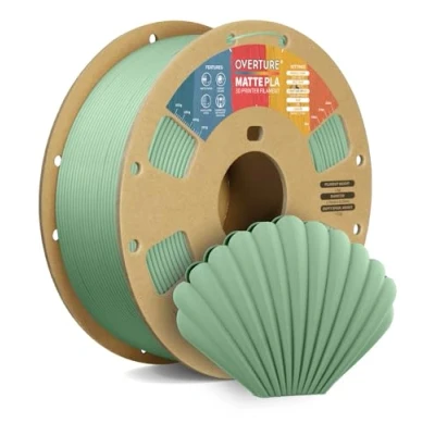 Imagen de OVERTURE Mate PLA Filamento de 1,75 mm, Rollo 1kg Bobina Cartón (2.2lbs), Precisión Dimensional +/ 0.02 mm(Verde Claro Mate)