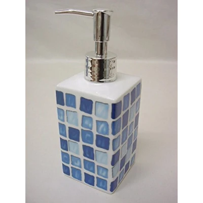 Imagen de DOSIFICADOR DISPENSADOR JABON BAÑO Cuadrado Ming 280ML Porcelana GRESITE Mosaico Azul