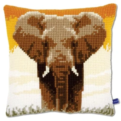 Imagen de Vervaco Punto De Cruz Kit Cojin Decorativo Elefante I Manualidades Adultos Decoracion Bordar Principiantes Completo DIY Bordado Creativo Regalo ca. 40x40 cm Cross Stitch Embroidery
