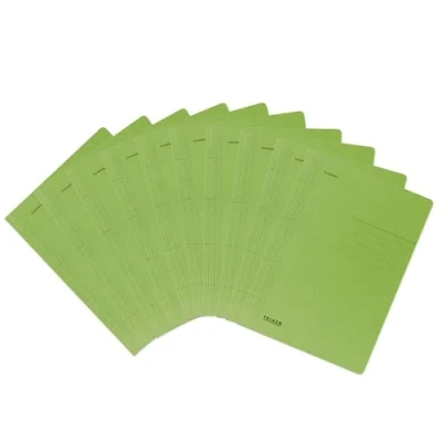 Imagen de Falken Juego de 100 carpetas recicladas, DIN A4, color verde, fabricadas en Alemania, azul, ideal para la escuela y universidad