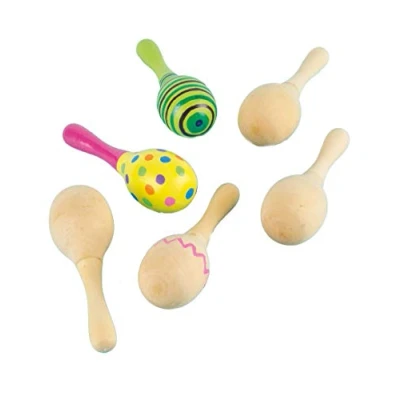 Imagen de Baker Ross Maracas de Madera para Personalizar (Paquete 4) Juguetes infantiles bolsas cotillón