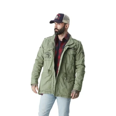 Imagen de Von Dutch M65 Chaqueta para hombre, 100% algodón, color negro, Caqui/Negro, S