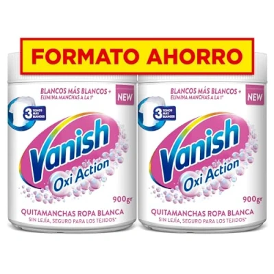 Imagen de Vanish Oxi Action Quitamanchas y Blanqueador para Ropa Blanca, en Polvo, Sin Lejía 900 g (Paquete de 2)