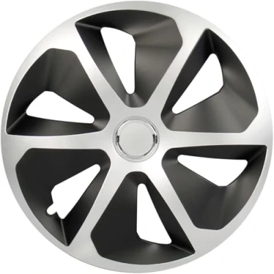 Imagen de Cartrend 70390 ROCO Tapacubos R14, 4 Unidades, Color Plateado y Negro, 35,56 cm, Set de