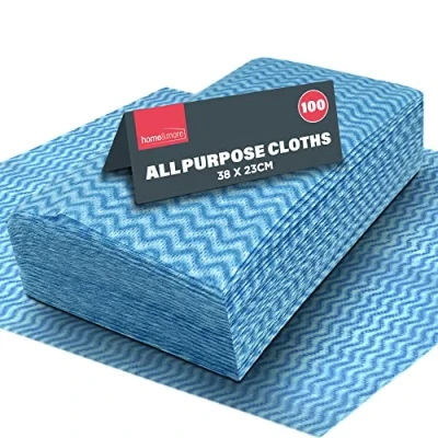Imagen de 100 paños multiusos, desechables para limpiar superficies, azules estilo J, de limpieza cocina, baño, ventana, suaves y absorbentes