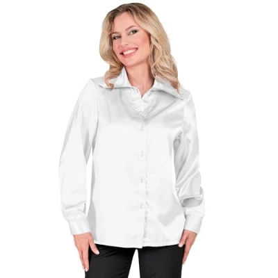 Imagen de WIDMANN MILANO PARTY FASHION Blusa de raso para señoras, fiebre disco 70s, estilo retro, camisa fiesta, señoras