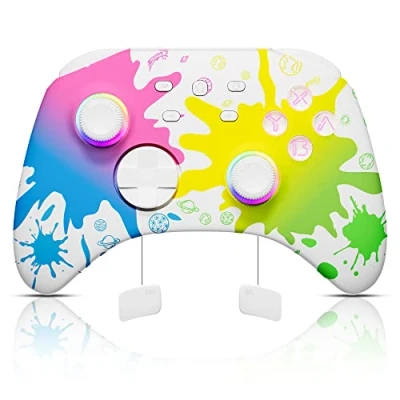 Imagen de Mytrix controlador inalámbrico Bluetooth para Switch/Lite/OLED con joystick óptico RGB, compatible Switch/PC/Android/iOS/Steam/Steam Deck