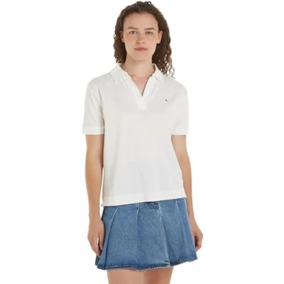 Imagen de Tommy Hilfiger Mujer Polo de Manga Corta Regular Fit, Blanco (Ecru), L