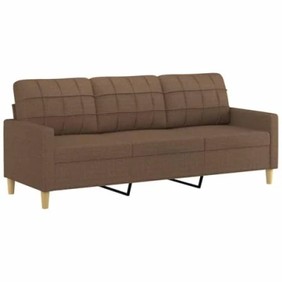 Imagen de vidaXL sofá de 3 plazas Tela marrón 180 cm, sofá, loveseat, salón, sofás, tapizado, Asientos Personas