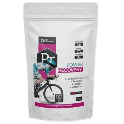 Imagen de highpro Nutrition Power recovery sabor Vainilla 1 kg Con proteinas y carbohidratos Para despues del entrenamiento (Fresa)