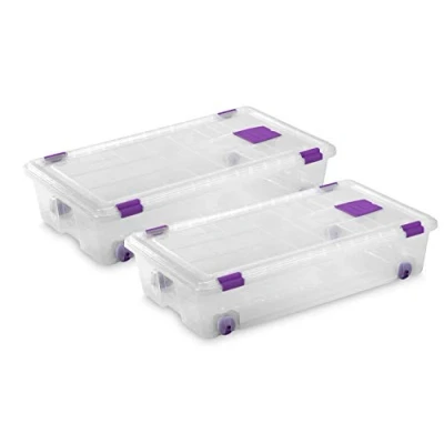 Imagen de TODO HOGAR Caja Plástico Almacenaje Transparente con Ruedas Medidas 730 x 405 165 mm Capacidad de 35 litros (2)