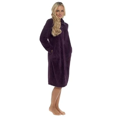 Imagen de Albornoz para mujer de forro polar suave con cremallera (talla 36 50), Morado (, 20 22
