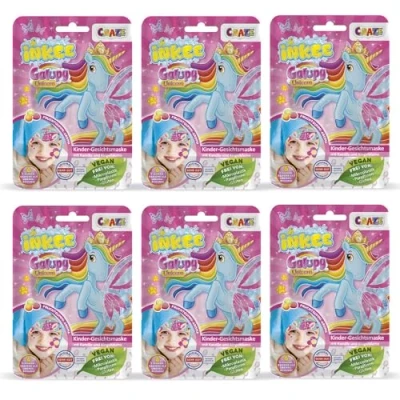 Imagen de INKEE Pack De 6 Mascarillas Faciales Para Niños Galupy Unicorn Con Diseño Unicornio (Hay Diseños Diferentes) Camomila Y Caléndula, Unidades