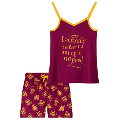 Imagen de Harry Potter Pijama Niña, Pijamas Niña 2 Piezas Camiseta Tirantes y Pantalones Cortos, Ropa 100% Algodon, Regalos para Niñas Adolescentes 7 14 Años (Granate, 13 años)