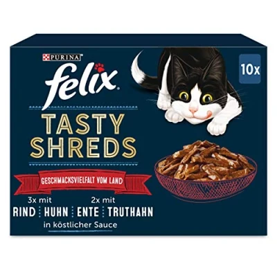 Imagen de FELIX Tasty Shreds Comida húmeda para Gatos en Salsa, Variedad de sabores del país, 6 Unidades (6 x 10 80 g)