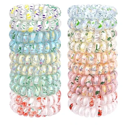 Imagen de JessLab Cintas Elásticas en Espiral Pequeñas, Pack de 20, Accesorios para el Pelo Duraderos e Impermeables, Ligas Mujeres, Sin Daño, Aptas Todo Tipo Cabello, Mezcla Color 3