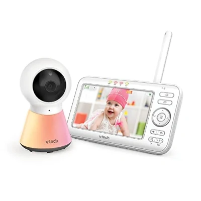 Imagen de VTech BM5254 Indoor Babyphone Vídeo Color Night Light 720p Pantalla de 5&quot; Luz Nocturna y cunas Versión FR, Blanco