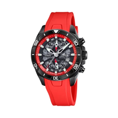 Imagen de LOTUS Reloj Hombre 18945/5 Vortex Caja de Acero Inoxidable 316l Negro Correa Caucho Rojo