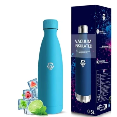 Imagen de Grsta Botella Termica 500ml, de Agua, A Prueba Fugas, sin Bpa, Mantiene 24H Frio/12H Calor, Agua Niños, Acero Inoxidable para la Escuela, Viajar, Oficina