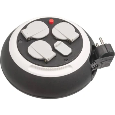 Imagen de Brennenstuhl Comfort Line enrollacables doméstico con 4 enchufes y USB (cable de 3 m, alargador eléctrico enrollable, para uso al hogar, carga USB) negro/blanco