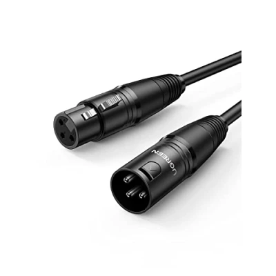 Imagen de UGREEN Cable XLR Balanceado Microfono Macho a Hembra Canon DMX para Micrófono Amplificador Altavoz Grabadora Equipo de Sonido Mesa Mezclas Sistema PA (10 Metros)